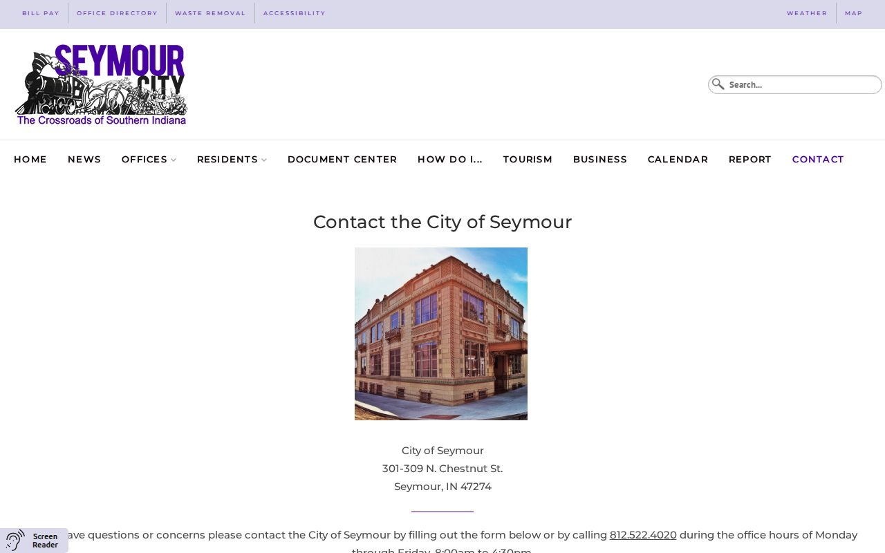 Official Seymour City Hall contact information